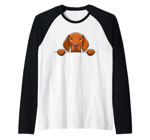 Niedlicher Vizsla Peeking Puppy Lover Funny Vizsla Hund Mama oder Papa Raglan Niedlicher Vizsla Peeking Puppy Lover Funny Vizsla Hund Mama oder Papa Raglan von Cute Puppy Vizsla Dog Lover