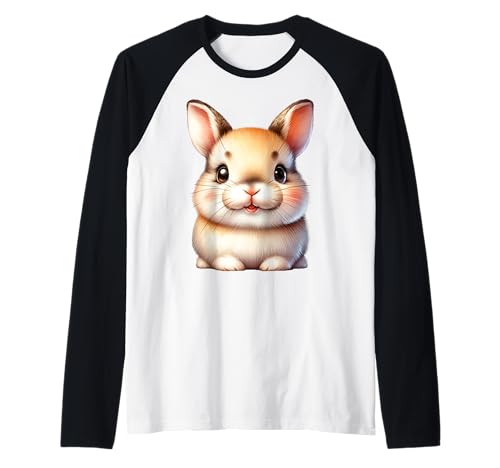 Niedlicher Hase mit großen Augen - Hasen-Design für Kinder Raglan von Cute Rabbit Designs for Bunny Lovers and Kids