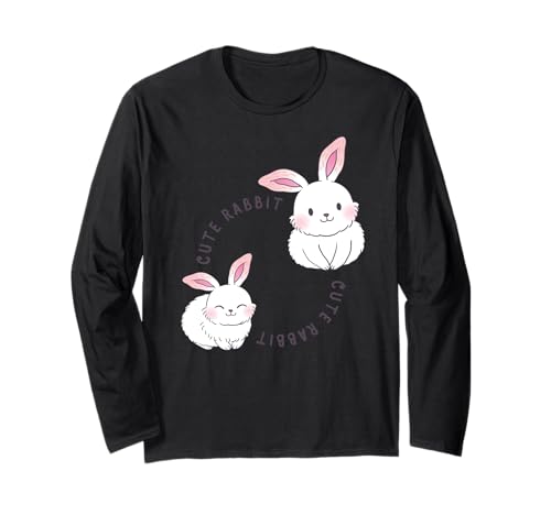 Niedliches Kaninchen-lustiges Unisex-Design für Männer Frauen Kinder T-Shirt Langarmshirt von Cute Rabbits Funny Unisex Design For Men Women Tee