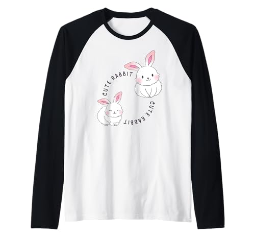 Niedliches Kaninchen-lustiges Unisex-Design für Männer Frauen Kinder T-Shirt Raglan von Cute Rabbits Funny Unisex Design For Men Women Tee