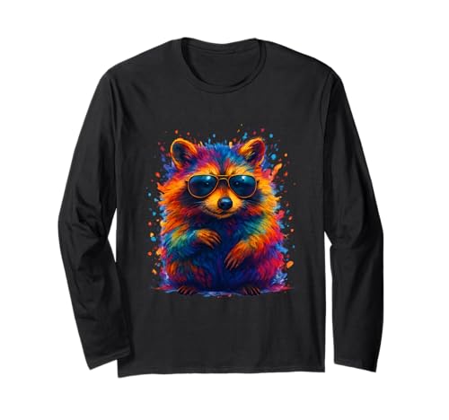 Buntes Waschbär mit Sonnenbrille Tier für Männer Frauen Kinder Langarmshirt Buntes Waschbär mit Sonnenbrille Tier für Männer Frauen Kinder Langarmshirt von Cute Raccoon Colorful Watercolor Animal Designs