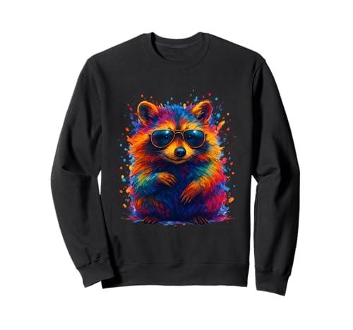 Buntes Waschbär mit Sonnenbrille Tier für Männer Frauen Kinder Sweatshirt Buntes Waschbär mit Sonnenbrille Tier für Männer Frauen Kinder Sweatshirt von Cute Raccoon Colorful Watercolor Animal Designs
