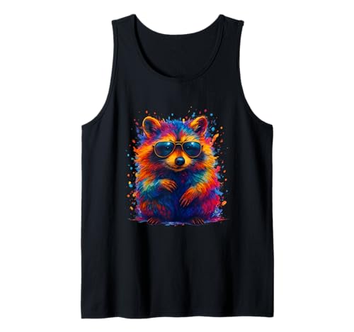 Buntes Waschbär mit Sonnenbrille Tier für Männer Frauen Kinder Tank Top Buntes Waschbär mit Sonnenbrille Tier für Männer Frauen Kinder Tank Top von Cute Raccoon Colorful Watercolor Animal Designs