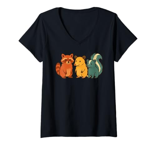 Damen Cute Raccoon Possum Skunk Retro T-Shirt mit V-Ausschnitt Damen Cute Raccoon Possum Skunk Retro T-Shirt mit V-Ausschnitt von Cute Raccoon Possum Skunk Apparel