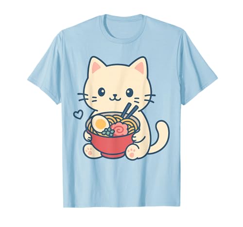 Kawaii Cat Ramen Cute Kitty Kätzchen Liebhaber Anime Kinder Mädchen T-Shirt von Cute Ramen Lover Kawaii Cat Japanese Noodle Anime