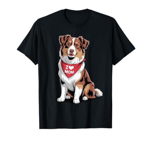 Ich Liebe Mama Australian Shepherd Lover Dog Muttertag T-Shirt von Cute Red Tri Aussie Mom Dog Lover