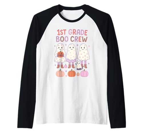 Boo Crew School, fetziger Halloween-Teamlehrer für Kinder, 1. Klasse Raglan Boo Crew School, fetziger Halloween-Teamlehrer für Kinder, 1. Klasse Raglan von Cute Retro Girls Boys First Grade Back to School