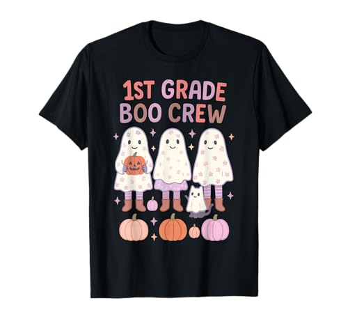 Boo Crew School, fetziger Halloween-Teamlehrer für Kinder, 1. Klasse T-Shirt Boo Crew School, fetziger Halloween-Teamlehrer für Kinder, 1. Klasse T-Shirt von Cute Retro Girls Boys First Grade Back to School