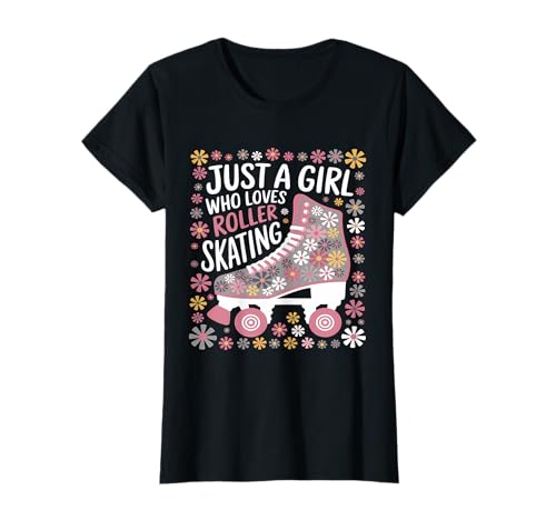 Just A Girl Who Loves Roller Skating 70er 90s Roller Skater T-Shirt von Cute Roller Skating Girl Designs
