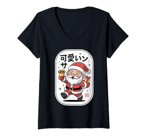 Damen Kawaii Santa - Anime Holiday Aesthetic T-Shirt mit V-Ausschnitt Damen Kawaii Santa - Anime Holiday Aesthetic T-Shirt mit V-Ausschnitt von Cute Santa Claus - Kawaii Anime Aesthetic