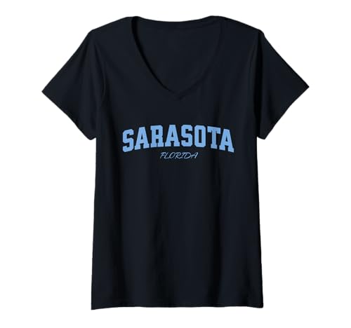 Damen Sarasota Florida, Light Blue Varsity Top for Women & Girls T-Shirt mit V-Ausschnitt Damen Sarasota Florida, Light Blue Varsity Top for Women & Girls T-Shirt mit V-Ausschnitt von Cute Sarasota Apparel with Coastal Charm