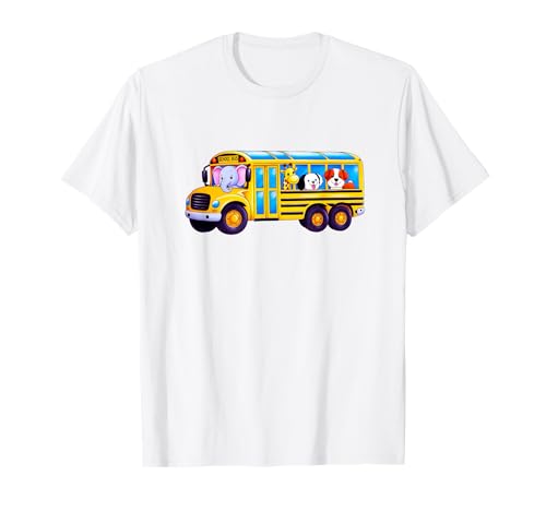 Tier Kinder Motiv Schulbus T-Shirt Tier Kinder Motiv Schulbus T-Shirt von Cute School Bus Animal Cartoon