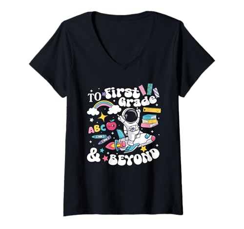 Damen to 1st Grade and Beyond Cute Astronaut Back to School Geschenke T-Shirt mit V-Ausschnitt Damen to 1st Grade and Beyond Cute Astronaut Back to School Geschenke T-Shirt mit V-Ausschnitt von Cute Science Astronaut Back to School theme gifts
