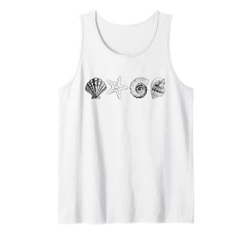 Muscheln Vintage Grafik für Ozeanliebhaber Männer Frauen Kinder Tank Top von Cute Sea Animal Sea Shells 90s Tee