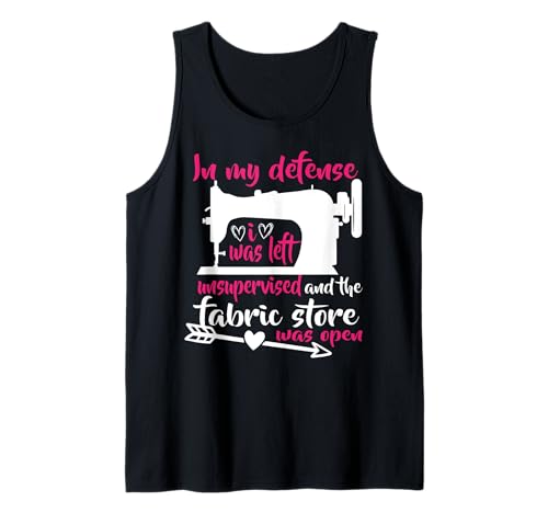 Herren In my Defense I Was Left Unsupervised Sewing Machine Flower Tank Top von Cute Sewing Machine Flower Quotes Design