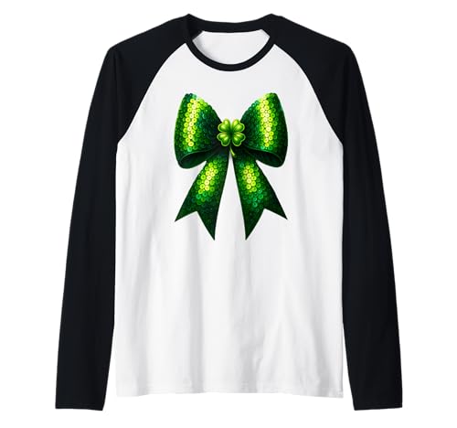St. Patricks Day Lucky Green Shamrock Kokette Schleife Frauen Kinder Raglan St. Patricks Day Lucky Green Shamrock Kokette Schleife Frauen Kinder Raglan von Cute Shamrock Coquette Bow Girls Women Apparel