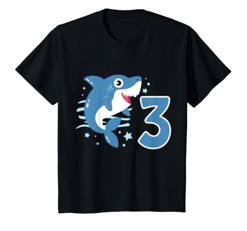Kinder 3. Geburtstag Jungen Shark 3 Jahre alt Ocean Shark B-Day T-Shirt von Cute Shark Birthday Designs For Boys