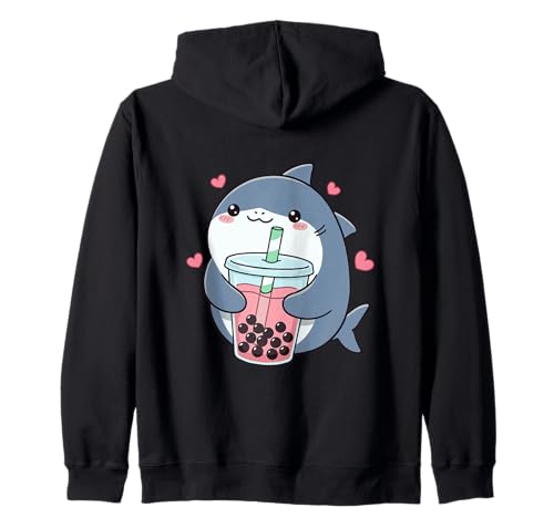 Shark Boba Bubble Tea für Kinder, Mädchen, Jungen, Damen, Sea Kawaii Shark Kapuzenjacke Shark Boba Bubble Tea für Kinder, Mädchen, Jungen, Damen, Sea Kawaii Shark Kapuzenjacke von Cute Shark Shirts For Kid Girls Boys Women