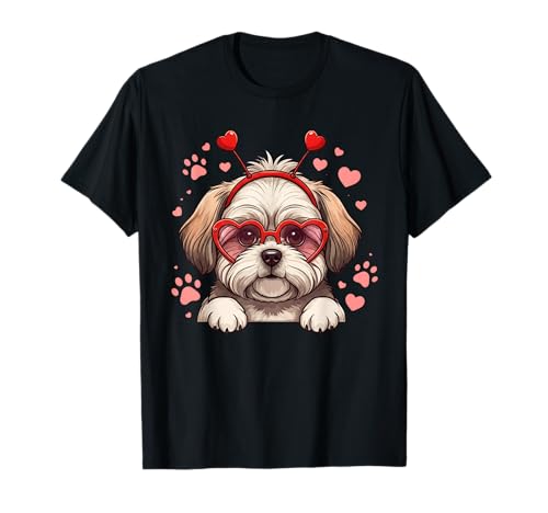 Lustiges Shih Tzu Hunde-Herz-Stirnband Valentinstag Damen Herren Kinder T-Shirt Lustiges Shih Tzu Hunde-Herz-Stirnband Valentinstag Damen Herren Kinder T-Shirt von Cute Shih Tzu Lovers Valentine Costume Women Men