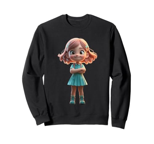 Niedliches schüchternes Cartoon-Mädchen, lustiges Unisex-Design für Männer und Frauen Sweatshirt von Cute Shy Cartoon Girl Funny Unisex Design Tee