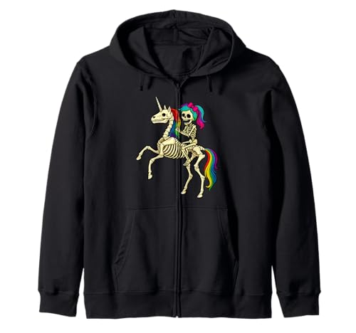 Mädchen Skelett Reiten Bucking Einhorn Skelett Halloween Kapuzenjacke Mädchen Skelett Reiten Bucking Einhorn Skelett Halloween Kapuzenjacke von Cute Skeleton Shirts & GIfts