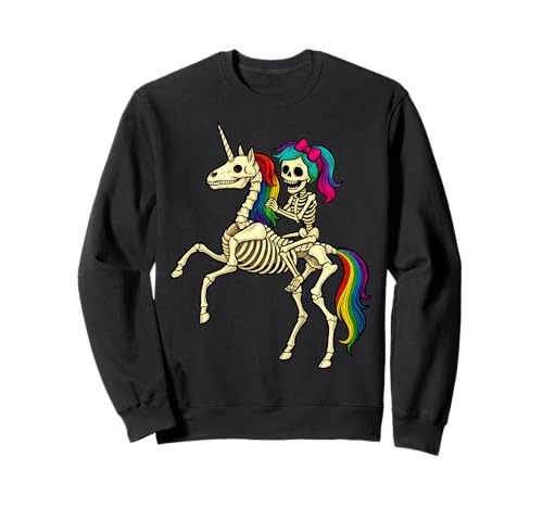 Mädchen Skelett Reiten Bucking Einhorn Skelett Halloween Sweatshirt Mädchen Skelett Reiten Bucking Einhorn Skelett Halloween Sweatshirt von Cute Skeleton Shirts & GIfts