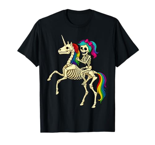 Mädchen Skelett Reiten Bucking Einhorn Skelett Halloween T-Shirt Mädchen Skelett Reiten Bucking Einhorn Skelett Halloween T-Shirt von Cute Skeleton Shirts & GIfts