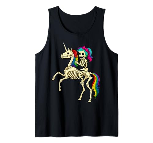 Mädchen Skelett Reiten Bucking Einhorn Skelett Halloween Tank Top Mädchen Skelett Reiten Bucking Einhorn Skelett Halloween Tank Top von Cute Skeleton Shirts & GIfts