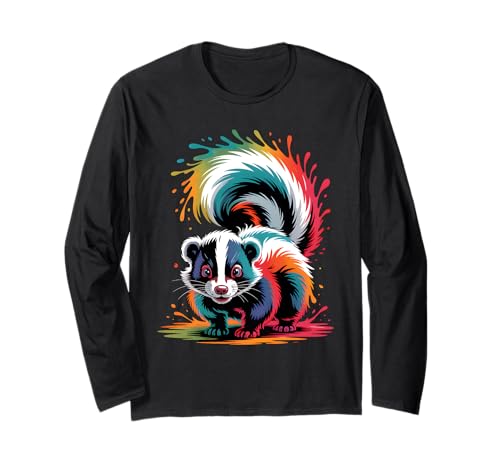 Stinktier Bunte Pop Art Stink-Liebhaber für Männer Frauen Mädchen Kinder Langarmshirt Stinktier Bunte Pop Art Stink-Liebhaber für Männer Frauen Mädchen Kinder Langarmshirt von Cute Skunk Watercolor Art Animal Designs Apparel