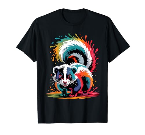 Stinktier Bunte Pop Art Stink-Liebhaber für Männer Frauen Mädchen Kinder T-Shirt Stinktier Bunte Pop Art Stink-Liebhaber für Männer Frauen Mädchen Kinder T-Shirt von Cute Skunk Watercolor Art Animal Designs Apparel