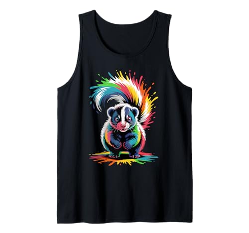 Stinktier Bunte Splash Art Stinktiere Liebhaber für Männer und Frauen Tank Top von Cute Skunk Watercolor Art Animal Designs Apparel