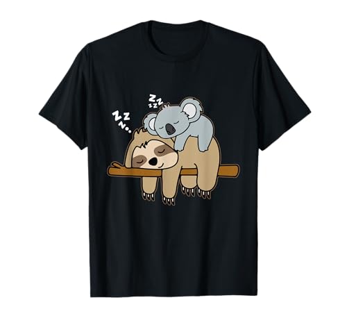 Lustige süße faule Faultier & Baby Koala Mama Bär Nickerchen T-Shirt von Cute Sleeping Sloth With Baby Koala Mama Bear Gift