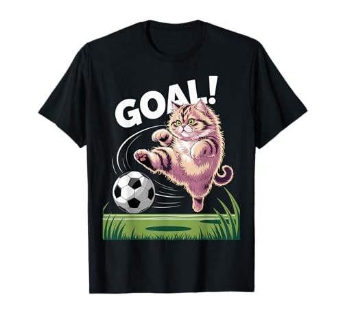Funny Cat Soccer Goal Kick Football Humor Sports Fan Kids T-Shirt Funny Cat Soccer Goal Kick Football Humor Sports Fan Kids T-Shirt von Cute Soccer Cat Goal Scorer Football Animal Lover