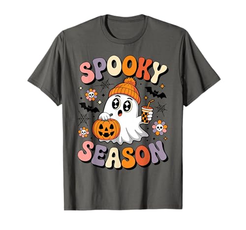 Süße Ghost Drink Coffee Halloween-Mütze für Mädchen und Frauen T-Shirt von Cute Spooky Season Ghost Pumpkin Halloween