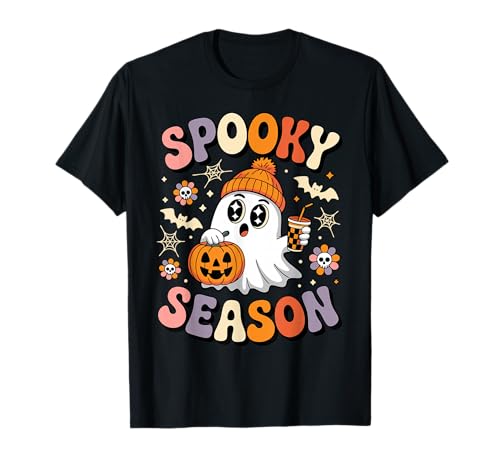 Süße Ghost Drink Coffee Halloween-Mütze für Mädchen und Frauen T-Shirt von Cute Spooky Season Ghost Pumpkin Halloween