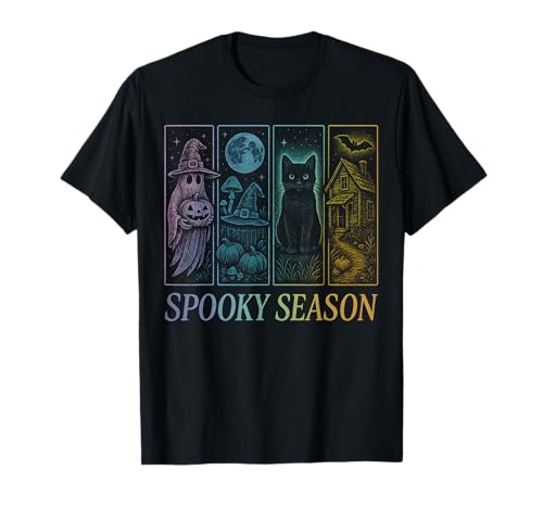 Spooky Season Ghost Schwarze Katze Kürbis Halloween Mädchen Damen T-Shirt Spooky Season Ghost Schwarze Katze Kürbis Halloween Mädchen Damen T-Shirt von Cute Spooky Season by UNK