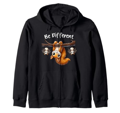 Be Different Hängendes Eichhörnchen am Baum mit Fledermäusen für Männer und Frauen Kapuzenjacke Be Different Hängendes Eichhörnchen am Baum mit Fledermäusen für Männer und Frauen Kapuzenjacke von Cute Squirrel Hanging With Bats Be Different