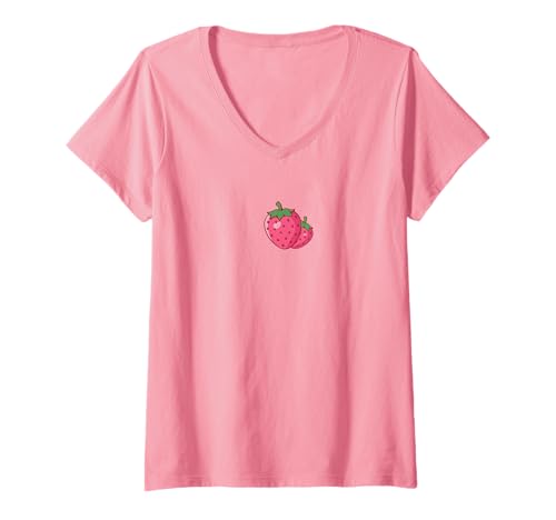 Damen Niedliche Erdbeerfruchtliebhaber, Kawaii, Cottagecore, ästhetisch T-Shirt mit V-Ausschnitt Damen Niedliche Erdbeerfruchtliebhaber, Kawaii, Cottagecore, ästhetisch T-Shirt mit V-Ausschnitt von Cute Strawberry Fruit Lover Kawaii aesthetic Girls