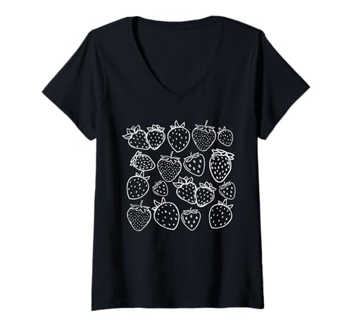 Damen Strawberry Cottagecore Graphic Strawberry Lover Mädchen Damen T-Shirt mit V-Ausschnitt Damen Strawberry Cottagecore Graphic Strawberry Lover Mädchen Damen T-Shirt mit V-Ausschnitt von Cute Strawberry Summer Tee
