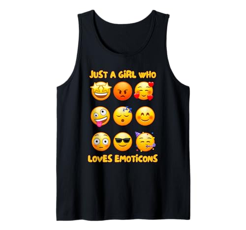 Nur EIN Mädchen, das Emoticons liebt, süße und lustige Emotionsgesichter Tank Top von Cute Stuff For Teen Girls Teenage Attitude & Mind