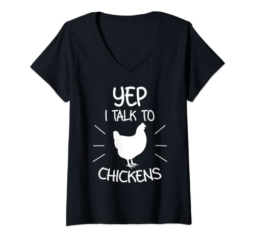 Damen Lustiges Geschenk "Yep I Talk To Chickens" | Cooler Tierflüsterer T-Shirt mit V-Ausschnitt Damen Lustiges Geschenk "Yep I Talk To Chickens" | Cooler Tierflüsterer T-Shirt mit V-Ausschnitt von Cute Talking Chick Farmer Humor Lover Fan Best Art