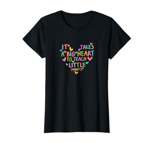 Damen Lehrer, Pädagoge, es braucht ein großes Herz, um kleine Köpfe zu unterrichten T-Shirt von Cute Teachers Tshirts