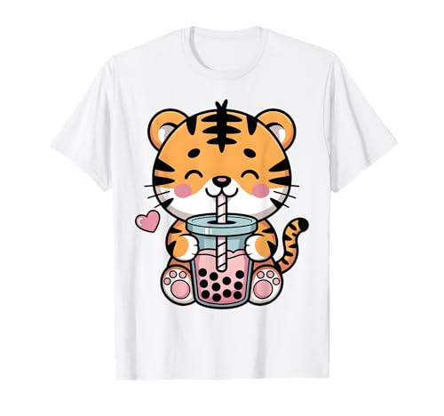 Kawaii Tiger Boba Tea Anime Japanische Bubble Tea Liebhaber Mädchen T-Shirt Kawaii Tiger Boba Tea Anime Japanische Bubble Tea Liebhaber Mädchen T-Shirt von Cute Tiger Drinking Boba Tea