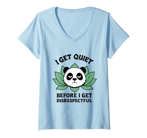 Damen Lustiger Grumpy Moody Panda Bär Tier Geschenk für Männer Frauen Kinder T-Shirt mit V-Ausschnitt Damen Lustiger Grumpy Moody Panda Bär Tier Geschenk für Männer Frauen Kinder T-Shirt mit V-Ausschnitt von Cute Tired Panda Lover Wildlife Fan Graphic Design