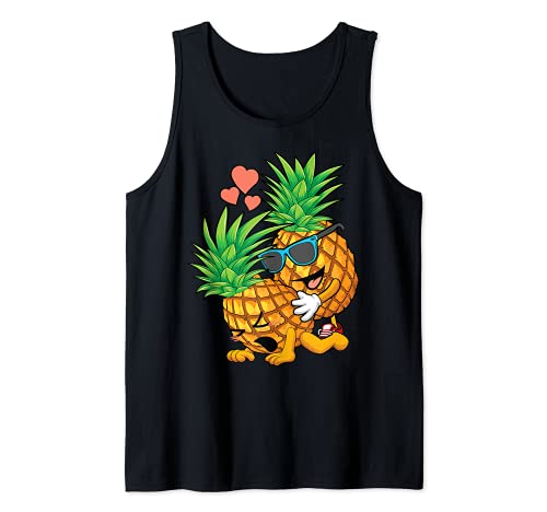 Lustiges Upside Down Ananas Swinger Geschenk für Frauen und Männer Tank Top von Cute Tropical Fruit Swinging Adult Humor Designs