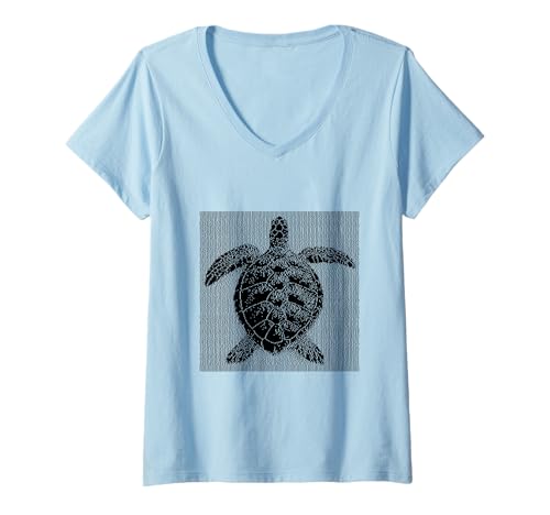 Damen Retro Schildkröten-Design Turtles Lover Pet T-Shirt mit V-Ausschnitt von Cute Turtle and Turtle Lover Designs
