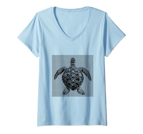 Damen Verpixeltes Schildkrötenmotiv, Haustier, Schildkrötenliebhaber T-Shirt mit V-Ausschnitt Damen Verpixeltes Schildkrötenmotiv, Haustier, Schildkrötenliebhaber T-Shirt mit V-Ausschnitt von Cute Turtle and Turtle Lover Designs
