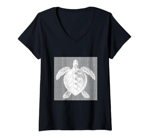 Damen Verpixeltes Schildkrötenmotiv, Haustier, Schildkrötenliebhaber T-Shirt mit V-Ausschnitt Damen Verpixeltes Schildkrötenmotiv, Haustier, Schildkrötenliebhaber T-Shirt mit V-Ausschnitt von Cute Turtle and Turtle Lover Designs