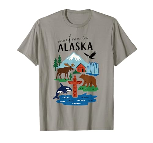 Meet me in Alaska - Süßes USA Reise Retro Design für Frauen T-Shirt Meet me in Alaska - Süßes USA Reise Retro Design für Frauen T-Shirt von Cute USA State Travel Outfit Women Girls