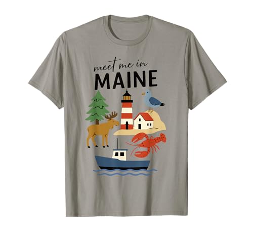 Meet me in Maine - Süßes USA Reise Retro Design für Frauen T-Shirt Meet me in Maine - Süßes USA Reise Retro Design für Frauen T-Shirt von Cute USA State Travel Outfit Women Girls